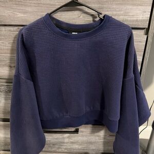 Women’s Nike Navy Long-Sleeve Waffle Crop Top